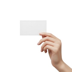 Obraz premium Hand holding a blank card isolated on white background