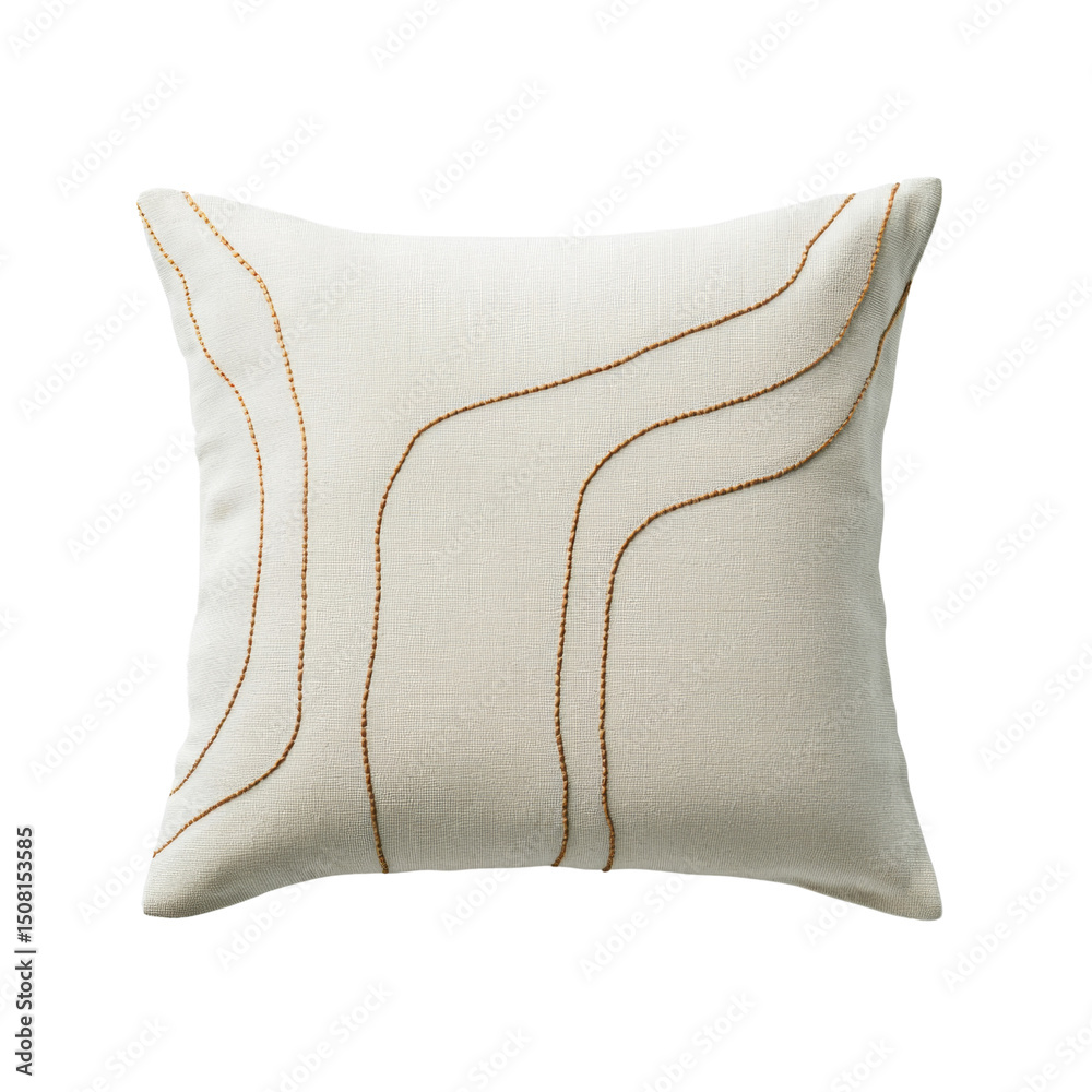Poster Soft decorative pillow with abstract line design in neutral tones, perfect for adding touch of elegance to any living space