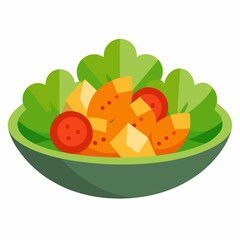 Fresh vegetable salad food icon on white background.