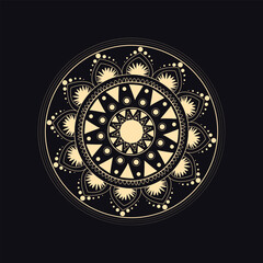 Elegant gold mandala design on black background