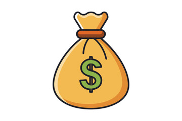 3d bag with money icon isolated on white background