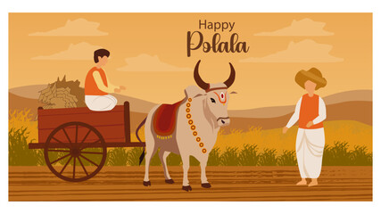 Naklejka premium Happy Polala Festival Bullock Appreciation Vector Art-02