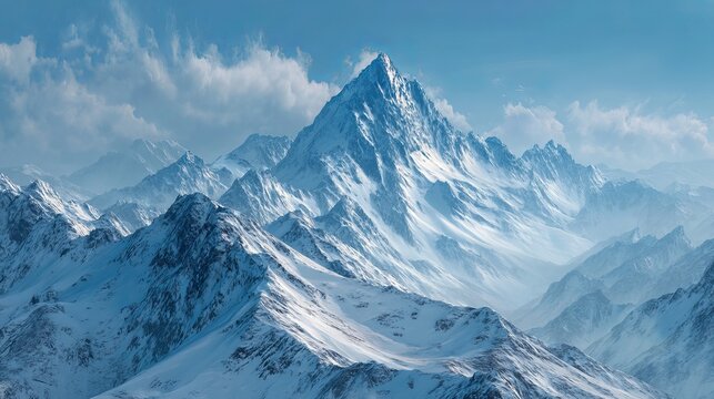 Explore snowy mountain peaks landscape wallpaper background high resolution winter mountain range scenery - Powered by Adobe