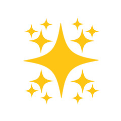 Vector sparkling star icon in flat style in golden yellow color