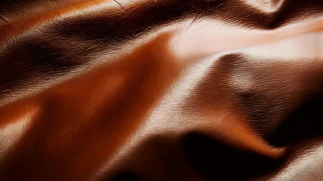Abstract close-up shot of brown patterned material with natural looking wrinkles, folds, and creases creates a textured background surface.