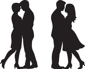 couple silhouette, lovers outline, romantic couple vector, people in love silhouette, romantic outline, black couple shape, silhouette of two lovers, man and woman silhouette