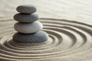 Stacked stones in a sand garden (1)