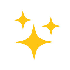Vector icon of sparkling star with yellow color, in flat style, suitable for graphic design needs, creative design, web design
