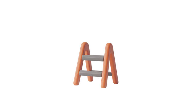 A stylized, cartoonish rendering of a small, two-rung ladder with rounded, orange-toned supports and grey rungs, set against a black background