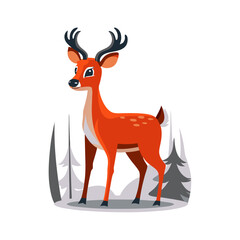 Wild Deer Vector Illustration