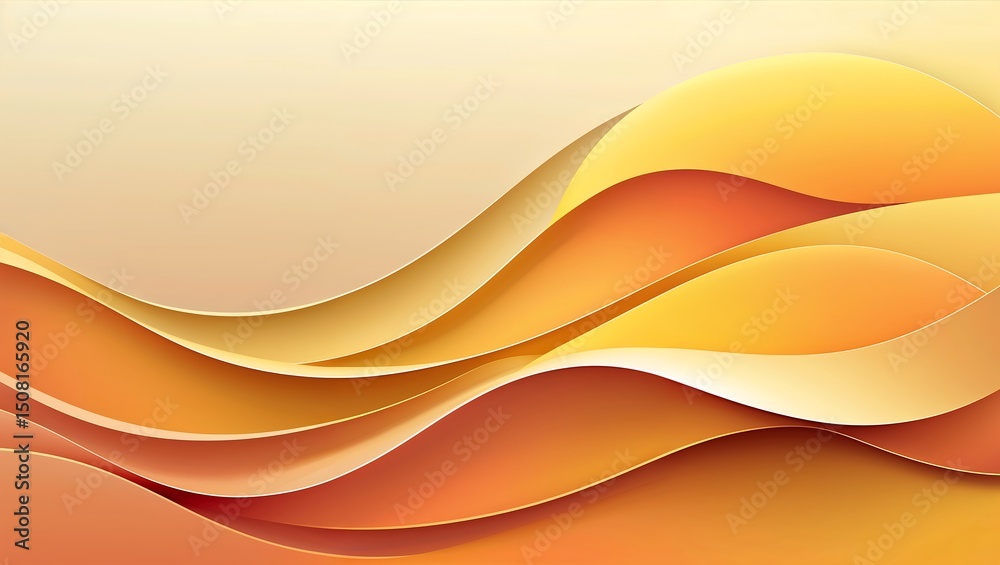 Canvas Prints abstract layered waves in warm orange and yellow colors for modern background design