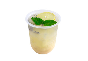 Cold refreshing summer lemonade mojito isolated on white background