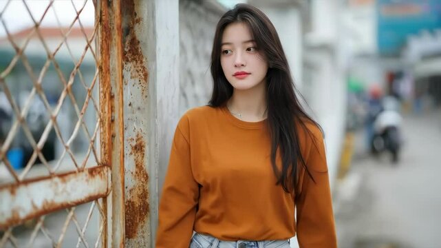 Annoyed Chinese woman stepping forward, confrontational body language