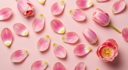 Pink tulips petals background