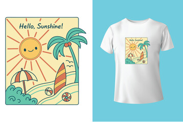 Summer Mood T-Shirt Artwork – Ocean, Fun, and Sun, Summer Graphic Tee – Trendy Design for Hot Days, Vibrant Summer Vibes T-Shirt – Colorful Seasonal Artwork.
