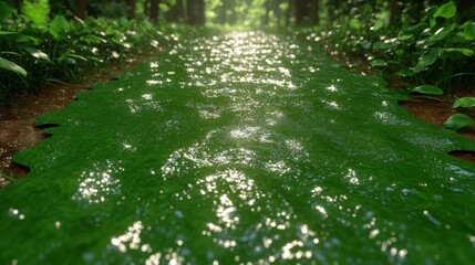 Fototapeta premium Glimmering Green Stream in Forest