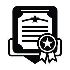 Award certificate silhouette icon isolated on white background