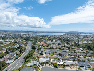 Aerial view of residential urban sprawl in San Diego, South California, USA