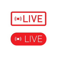 LIVE streaming media online and television overlay icon red mark