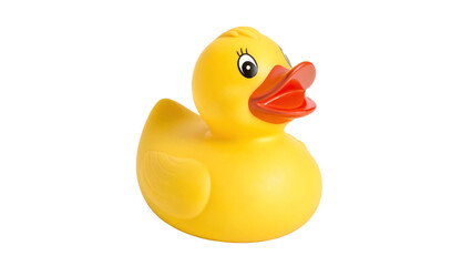 vibrant Yellow Rubber Duck Toy isolated on a transparent background