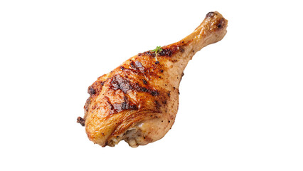 Grilled chicken leg with Crispy Browned Skin isolated on a transparent background