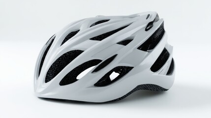 Gray bicycle helmet on white background