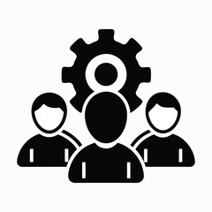 Teamwork gear silhouette icon isolated on white background