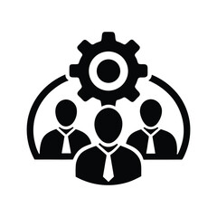 Teamwork gear silhouette icon set isolated on white background