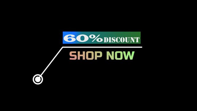 Animated text 60 percent discount flash sale promo isolated in white background
