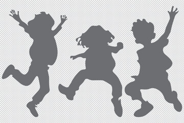 Silhouette of children jumping on Transparent background Vector illustration EPS 10