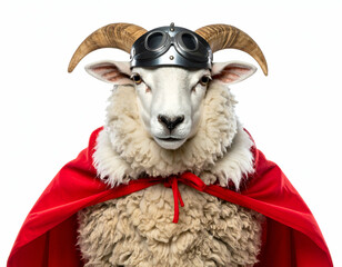 Super Sheep A Fluffy Hero in a Red Cape and Horned Helmet