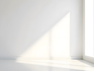 Obraz premium Minimalist White Wall with Soft Shadows: A minimalist white wall with soft natural light, featuring a serene atmosphere and clean geometry.