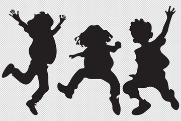 Silhouette of children jumping on Transparent background Vector illustration EPS 10