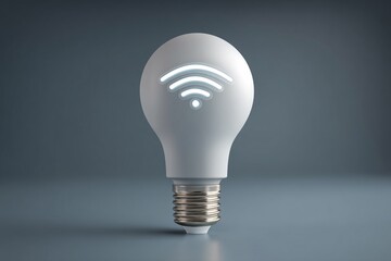 3D icon of an LED bulb offering Wi-Fi control, allowing for energy-saving and automation.