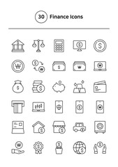 Finance vector line icons set.