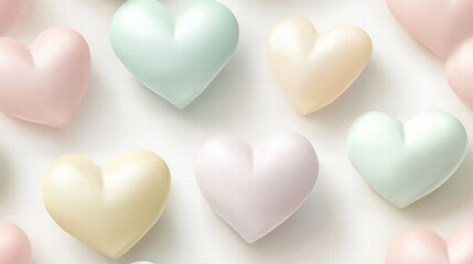 Fototapeta premium Delicate Pastel Hearts Creating Seamless Texture, Subtle Tones