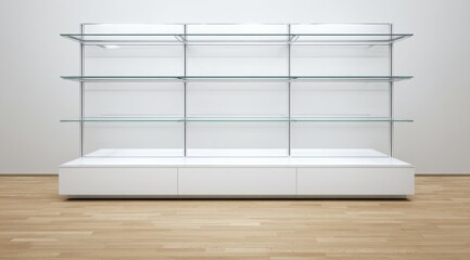 White Empty Display Shelf with Four Tiers for Shoes or Products