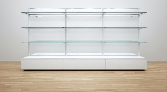 White Empty Display Shelf with Four Tiers for Shoes or Products