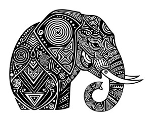 tribal elephant with decorative patterns vector