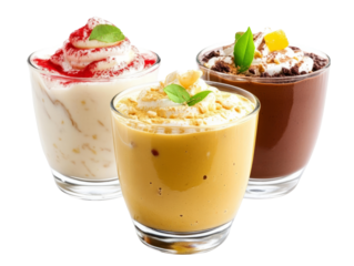 Sweet mousse dessert with different flavor