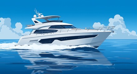 White Yacht Sailing on Blue Ocean