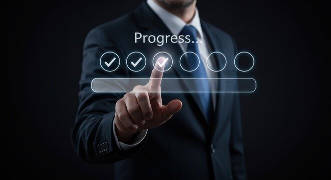 Progress indicator business task checklist digital goal achievement productivity performance project completion step planning success