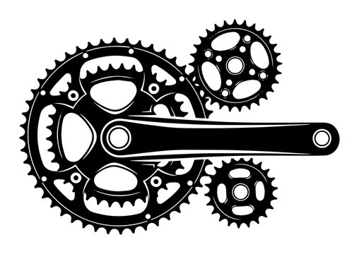 bicycle crankset and gears vector illustration