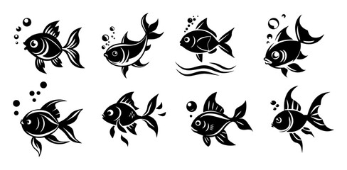cartoon fish swimming in different directions vector