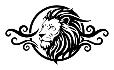 lion head with decorative mane vector illustration