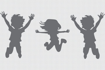 
Silhouette set of six children running a race on Transparent background,Vector illustration EPS 10
