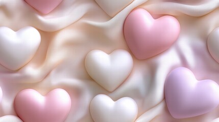 Fototapeta premium Pink and White Hearts in a Classic Seamless Texture