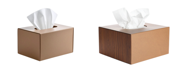 Rectangular Tissue Box with White Tissue – Isolated on White Background png