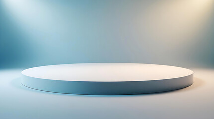 Empty White Circle Podium Against a Light Blue Gradient Background