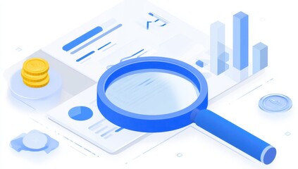 Financial data analysis, isometric view